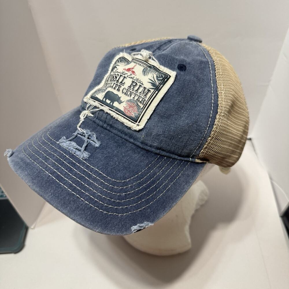 Fossil Rim Wildlife Center Baseball Cap Distressed Hat Texas Mesh Back Trucker